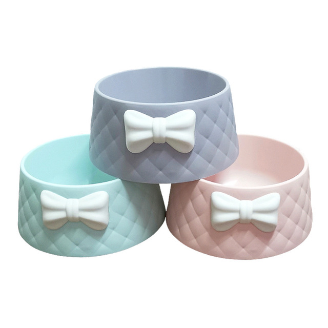 Durable Design Plastic Color Bow cat bowl dog bowl