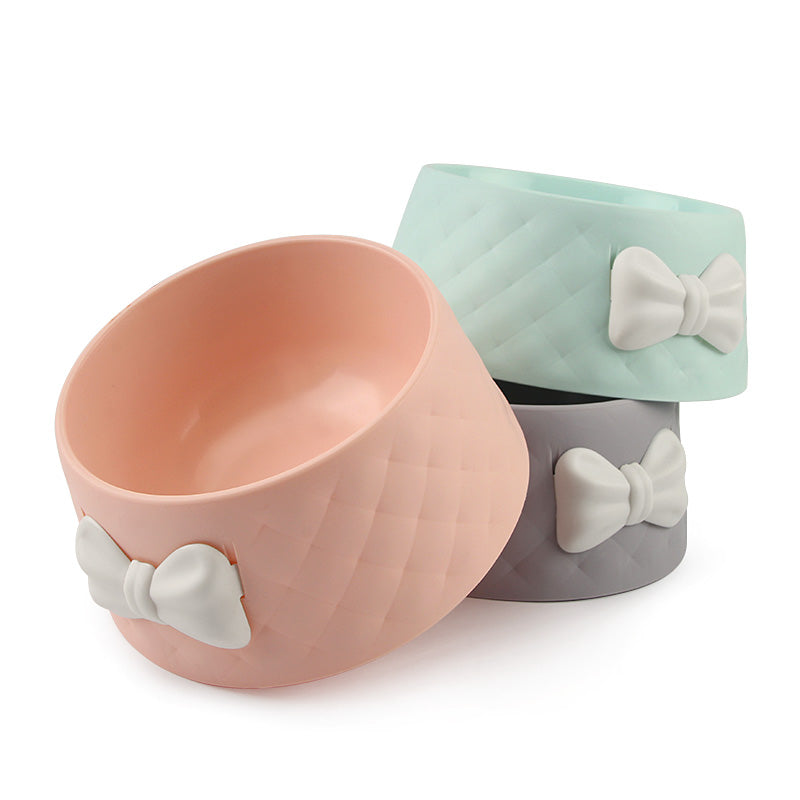 Durable Design Plastic Color Bow cat bowl dog bowl