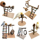 Solid Wood Parrot Station Frame Training Bird Shelf Toys