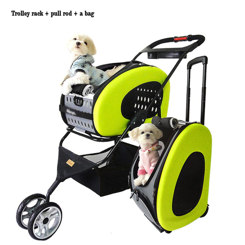 Pet Stroller Trolley Bag Dog Cart Foldable for Dogs Removable It Can Be Used as a Backpack Dog Car Seat Multifunctional Pet Cart