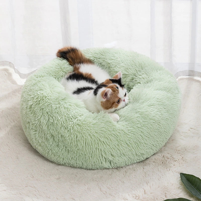 Cat Nest round Soft Shaggy Mat Indoor Dog Cat Bed Pet Supplies Removable Machine Washable Pillow Bed for Small Pets