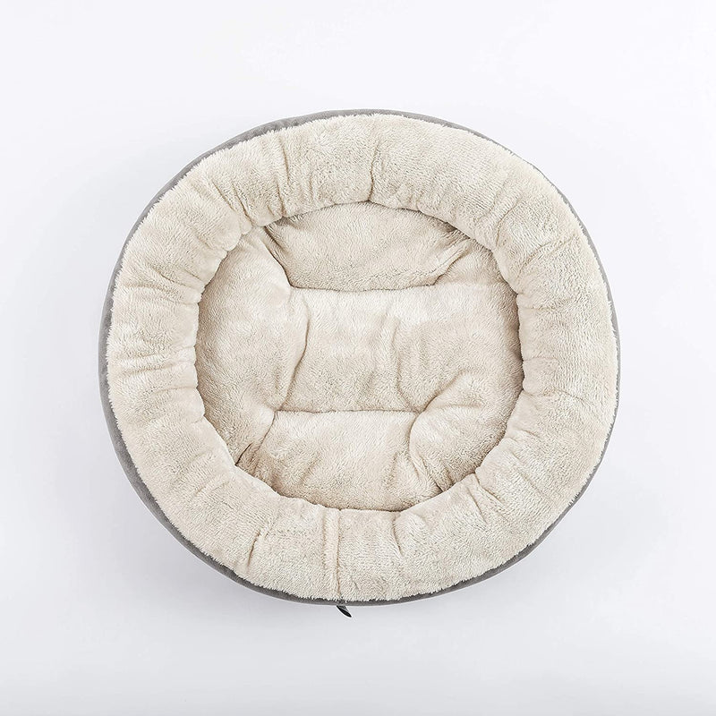 round Donut Cat and Dog Cushion Bed, 20In Pet Bed for Cats or Small Dogs, Anti-Slip & Water-Resistant Bottom, Super Soft Durable Fabric Pet Beds, Washable Luxury Cat & Dog Bed Gray