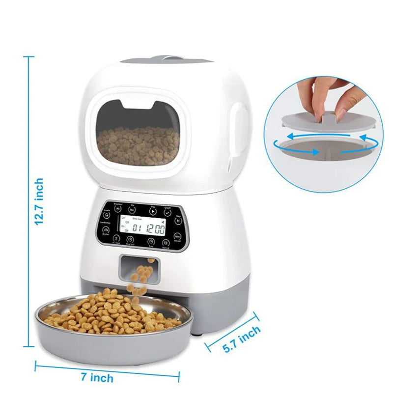 Smart Automatic Pet Feeder LCD Screen Timer with Voice Record Stainless Steelfor Dog Food Bowl Cat Food Dispenser