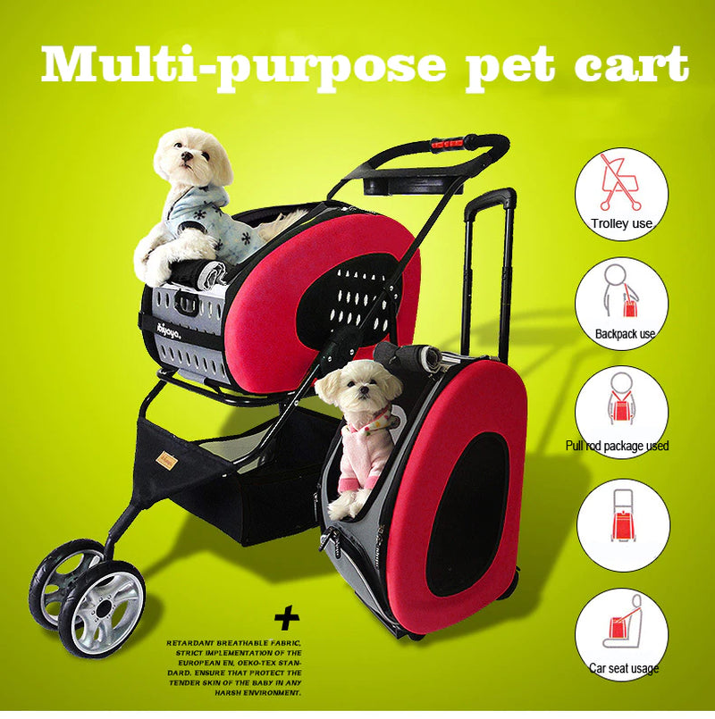 Pet Stroller Trolley Bag Dog Cart Foldable for Dogs Removable It Can Be Used as a Backpack Dog Car Seat Multifunctional Pet Cart