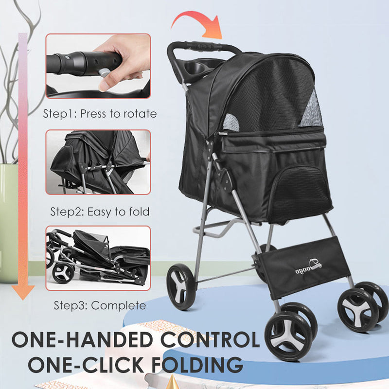 Pet Stroller Carrier for Dogs Detachable Baby Stroller Dog Pull Cart Double Layer Lightweight Four Wheel Shock Absorption