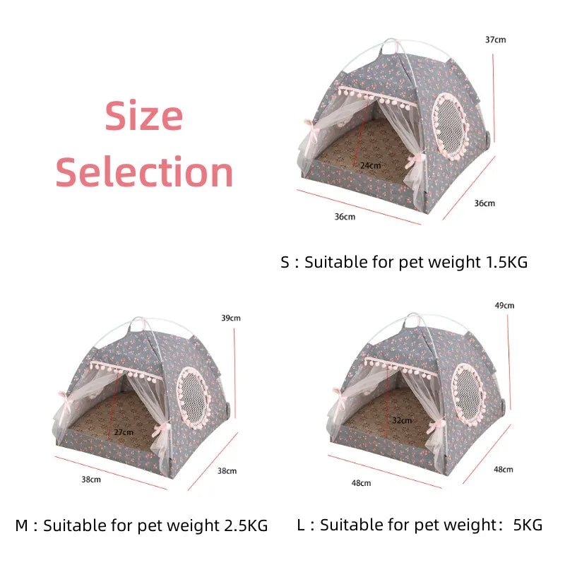 Cat Bed Foldable Cats Tent Dog House Bed Kitten Dog Basket Beds Cute Cat Houses Home Cushion Pet Kennel Products Sweet Princess