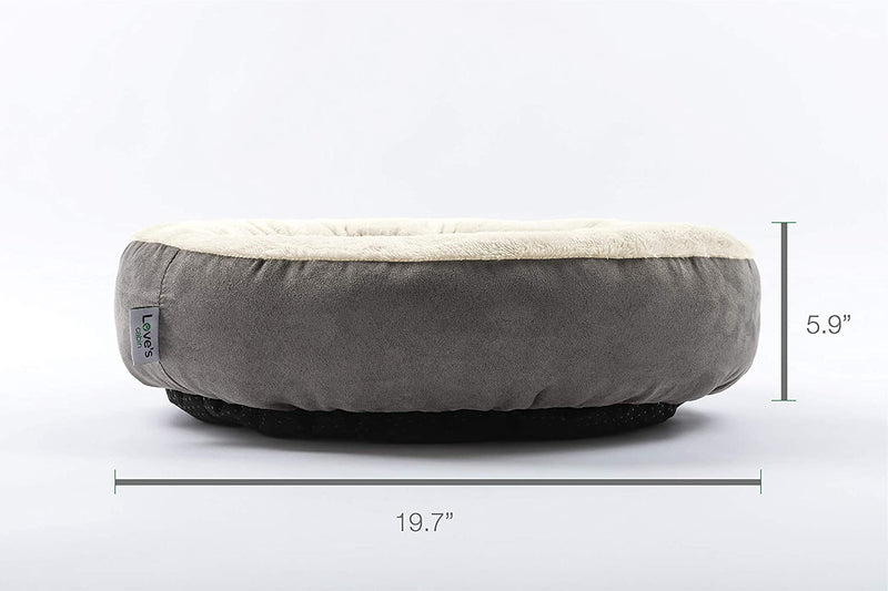 round Donut Cat and Dog Cushion Bed, 20In Pet Bed for Cats or Small Dogs, Anti-Slip & Water-Resistant Bottom, Super Soft Durable Fabric Pet Beds, Washable Luxury Cat & Dog Bed Gray