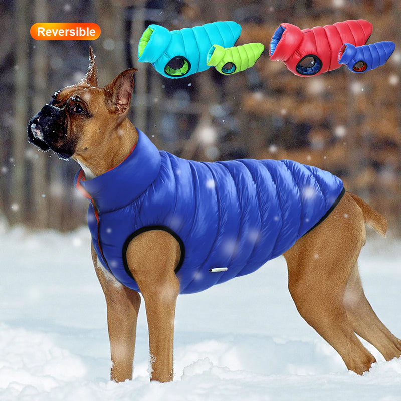 "High-Quality Reversible Dog Vest: Waterproof, 3-Layered, and Thick Winter Jacket for Small and Large Dogs"