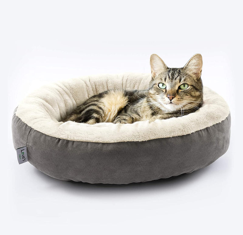 round Donut Cat and Dog Cushion Bed, 20In Pet Bed for Cats or Small Dogs, Anti-Slip & Water-Resistant Bottom, Super Soft Durable Fabric Pet Beds, Washable Luxury Cat & Dog Bed Gray