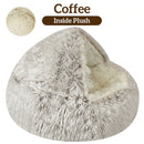 Winter Long Plush Pet Cat Bed round Cat Cushion Cat House 2 in 1 Warm Cat Basket Cat Sleep Bag Cat Nest Kennel for Small Dog Cat