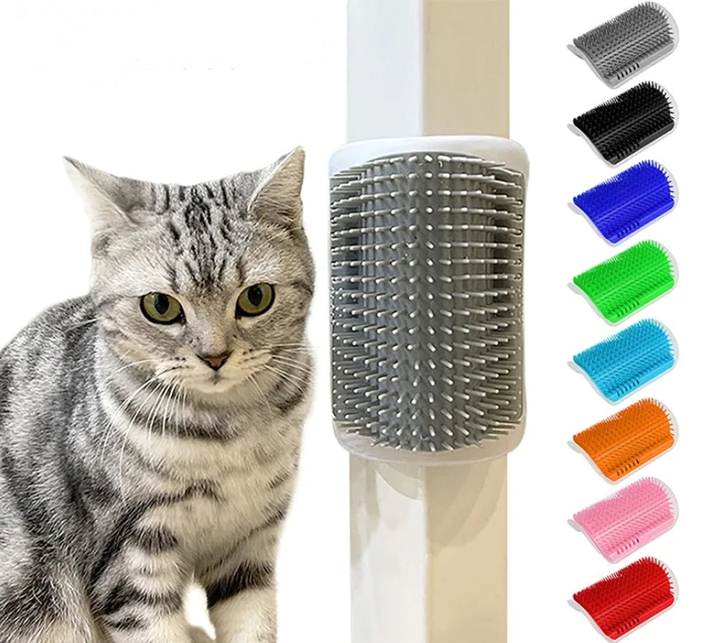 Cat Self Groomer with Catnip Soft Cats Wall Corner Massage Cat Comb Brush Rubs the Face with a Tickling Comb Pet Grooming Supply